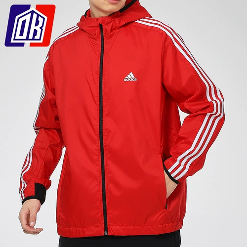 Adidas, мужская куртка, весенняя легкая и тонкая толстовка с капюшоном, ветрозащитный спортивный плащ, коллекция 2021, для бега