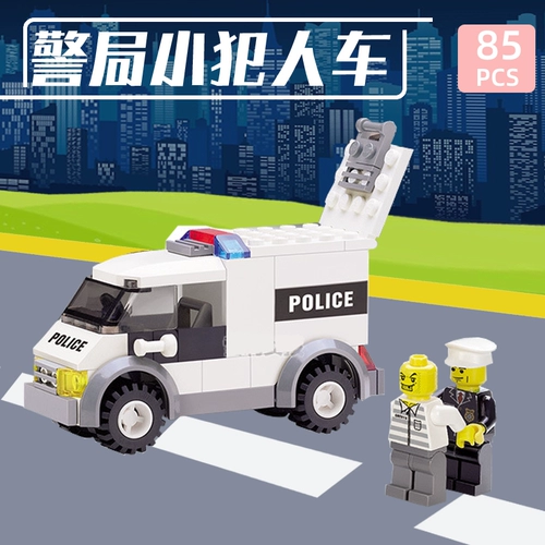 Строительные кубики, конструктор для мальчиков, полицейская машина, мелкие частицы, полиция