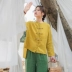 Yuanzhen 2020 văn học áo sơ mi vải lanh cổ điển của phụ nữ lỏng lẻo không đều giữa chiều dài mùa xuân và mùa hè bông và vải lanh đầu khóa - Áo sơ mi Áo sơ mi