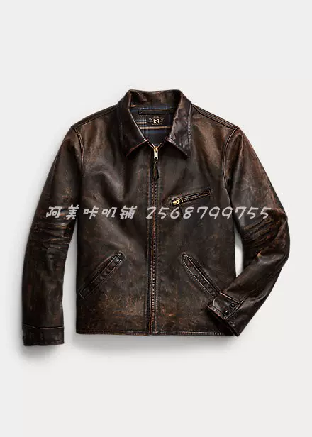 代购】RRL Slim Fit Leather Moto Jacket 毒液同款机车皮衣-Taobao
