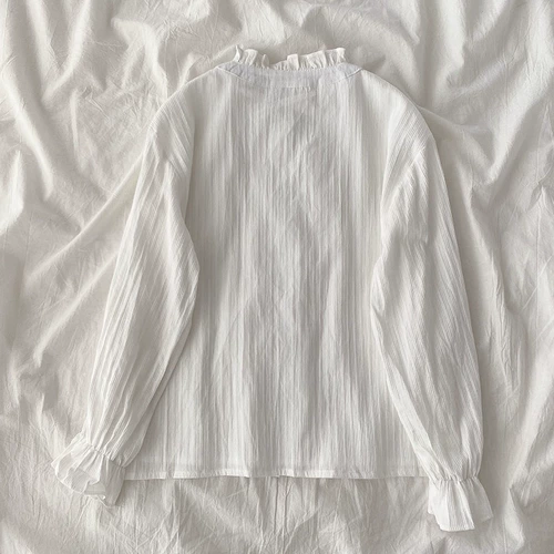 Весенняя рубашка, белый сексуальный лонгслив, топ, 2024 года, тренд сезона, городской стиль, в корейском стиле