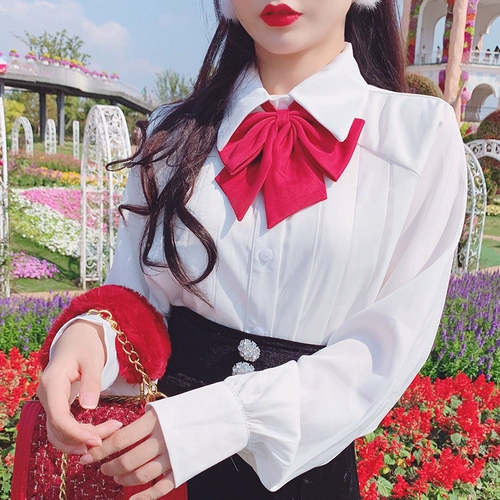 Сексуальная модная рубашка с бантиком, длинный рукав, в западном стиле, в корейском стиле