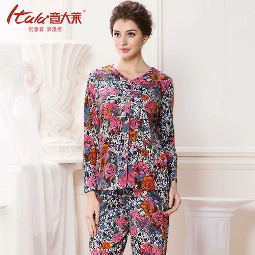 Хлопковые цветочные композиции, пижама, лонгслив, комплект, большой размер