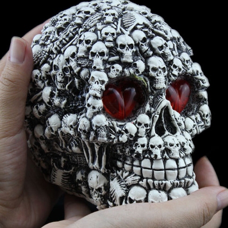 千奇坊愚人节道具装饰创意恐怖搞怪恶搞整人道具树脂骷髅头摆件 - 爱