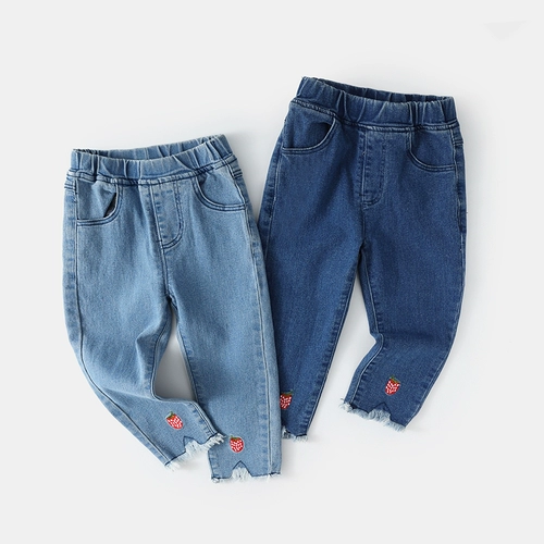 Осенние джинсы для раннего возраста, детские модные штаны, в западном стиле