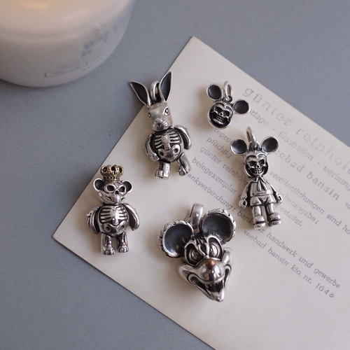 Импортная небольшая дизайнерская подвеска, ретро кролик, серебро 925 пробы