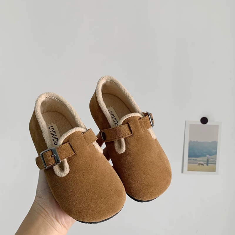Uyikids Южная Корея Южная Ворота, те же детские ботинки, девочки с бархатной обувью, детские тапочки из меха кожаные бобы
