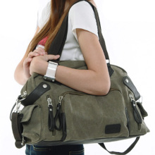 韩版女包单肩斜跨手提包大容量短途行李包出差旅行包男健身包帆布