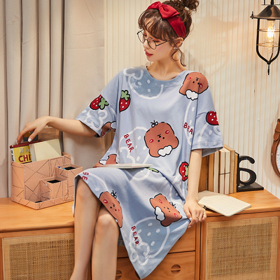 Strawberry Bear Blue Skirt (Thin, non-cotton)
