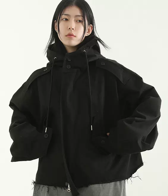 oversize hand warmer knit hood zip-up (unisex)-Taobao