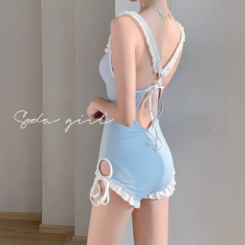 Элитный купальник для плавания, синий топ с чашечками, ремень, в стиле Шанель, по фигуре