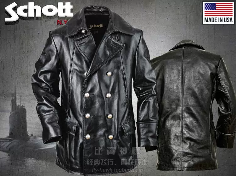 Schott NYC中国总代美国产海军牛皮水手短大衣#140(基努同款)-Taobao