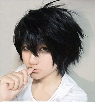 taobao agent Death Note L Longzaki Luffy Turkic Shiro Black High -temperature Short Hair Cosplay Wig