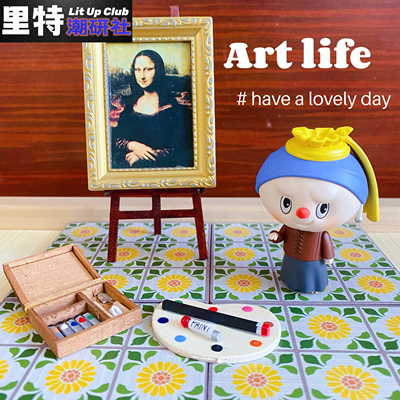 taobao agent Ritt Chaoyan molly art time Labubu blind box scene car DIY props mini painting frame painting board