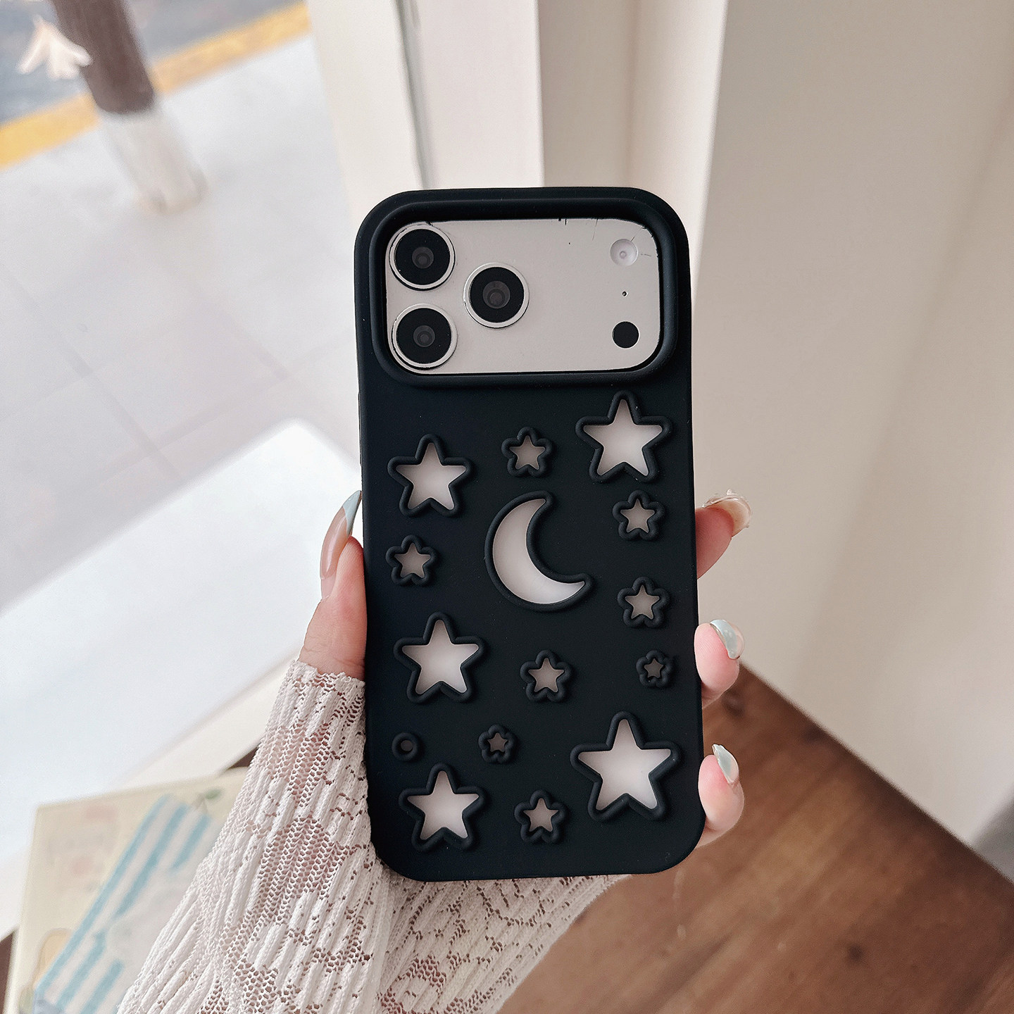 Cutout Stars Crescent Moon iPhone Case