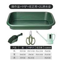 [Зеленый] Одиночный горшок+средний -шовел+кусок цветов+2L -распылительный чайник