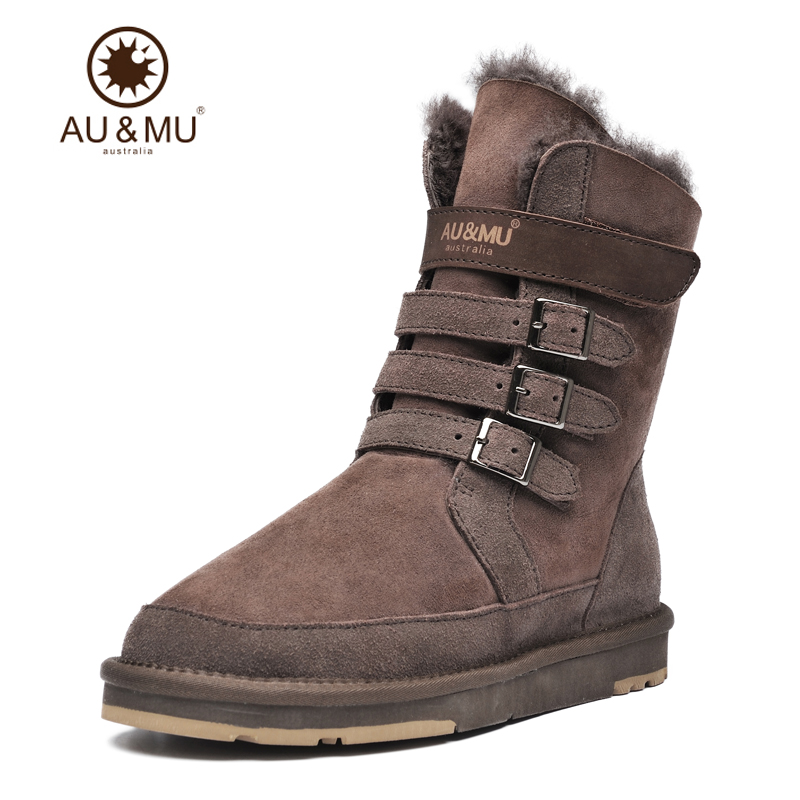 澳洲AUMU冬季新款雪地靴羊皮毛一体韩版防滑短筒靴学生男女鞋N310
