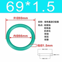 Внешний диаметр зеленого фтора 69*1,5 [5]