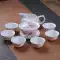 (Kẹp trà miễn phí) Ưu đãi đặc biệt bộ ấm trà Bộ ấm trà gốm Kung Fu Ấm trà Bát sứ trắng có nắp đậy Tách trà Bộ ấm pha trà hoàn chỉnh ấm sứ trắng bộ ấm chén màu xanh ngọc Ấm trà - Bộ ấm trà