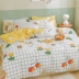 Bộ bông bốn mảnh 1,5m Bộ chăn ga gối cotton nguyên chất 1,8 mét giường lisa net bộ đồ giường màu đỏ bộ ba mảnh - Bộ đồ giường bốn mảnh