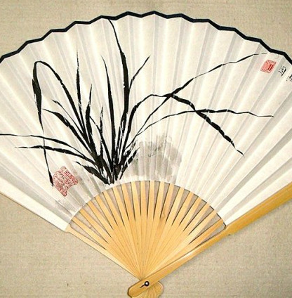 兰草 兰花 折扇 扇子 双面 书法手绘 定制订做 订制 特价批发
