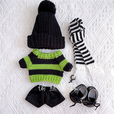 taobao agent Sweater, scarf, winter set, cotton doll for dressing up, 20cm