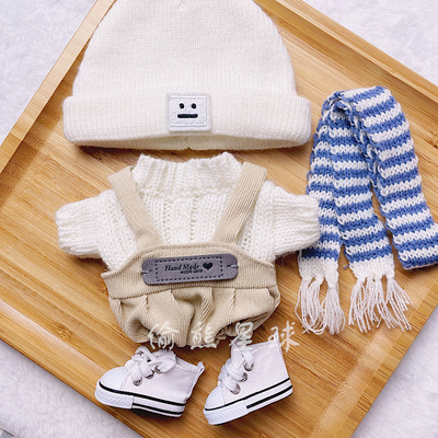 taobao agent Sweater, suspenders, cute scarf, set, doll, 20cm