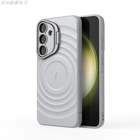 Matte Gray Concentric Circle MagSafe , , 14 Phone Case