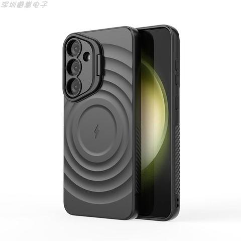 Matte Gray Concentric Circle MagSafe , , 14 Phone Case
