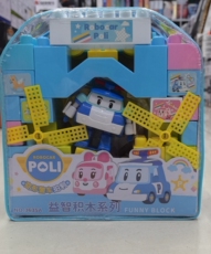 Детский конструктор 正版变形警车珀利poli玩具益智儿童拼装大颗粒积木塑料背包装3635