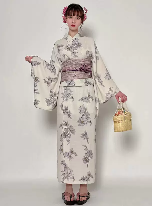 出口日本女GRL日本和服浴衣清新可愛花色腰部摺疊傳統款-Taobao
