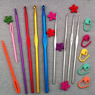 新手专用 彩色金属钩针毛衣针线编织工具套装8只 送礼物