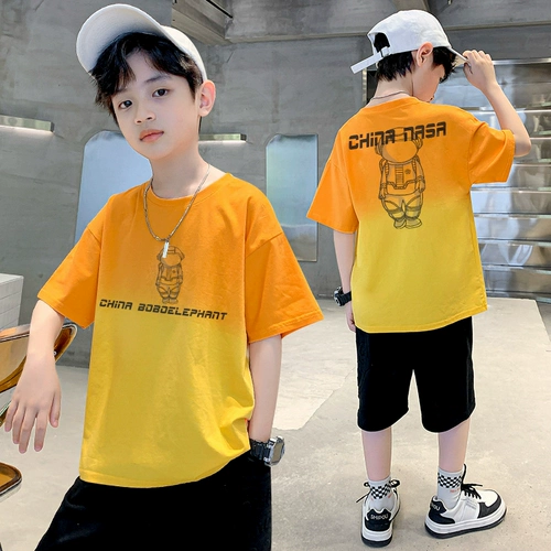 Летняя одежда, летняя футболка с коротким рукавом, хлопковый жакет для мальчиков, подходит для подростков