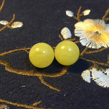 纯手工磨制乌克兰天然无优化蜜蜡对珠腰珠可做耳钉手串配饰