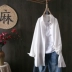 Áo sơ mi cotton linen dài tay của phụ nữ 2020 mùa xuân mới rộng rãi kích thước lớn của phụ nữ giản dị tất cả các trận đấu vải lanh dài giữa trên cùng - Áo sơ mi dài tay Áo sơ mi dài tay