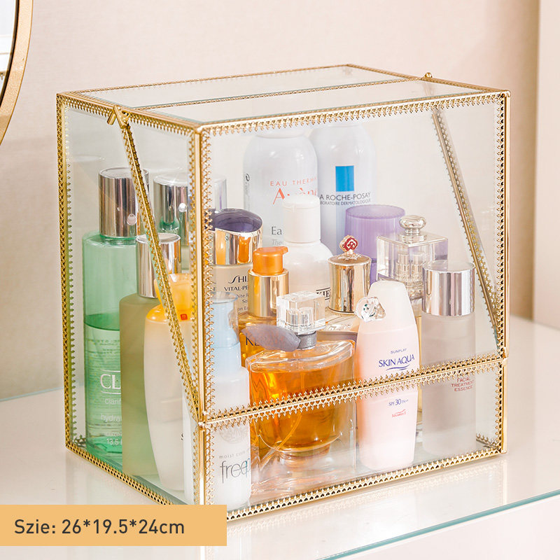 Buy Glass cosmetics storage box makeup brushes to collect drawerstyle