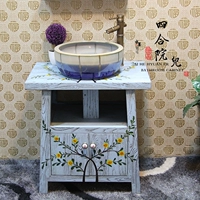 Ретро небольшая квартира китайская стиль американская сельская пастырская пастырская окрашенная бревенчатая бассейн Комбинированное средиземноморское шкаф для ванной комнаты
