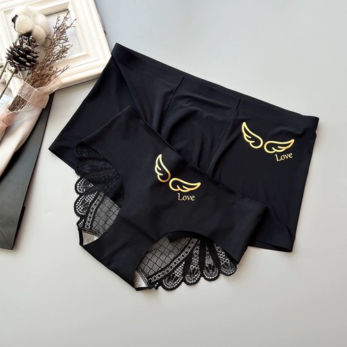 Сладкое сексуальное летнее шелковое кружевное нижнее белье для влюбленных, черный милый комплект, средняя посадка