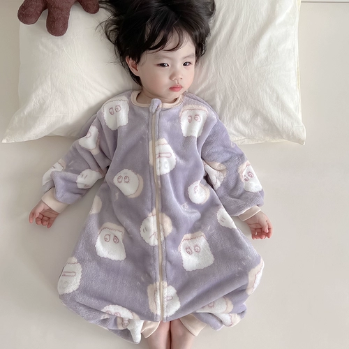 Детская фланелевая демисезонная пижама, детское термобелье, коралловый удерживающий тепло детский комбинезон, боди, спальный мешок