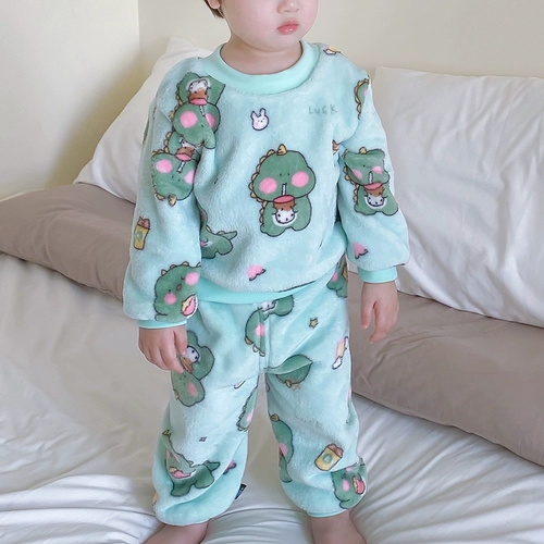 Детская двусторонная фланелевая демисезонная пижама, детский флисовый удерживающий тепло комплект