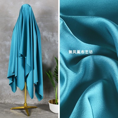 taobao agent Peacock blue double -sided gloss of acetic acid satin fabric weighing two sides of the two sides of smooth and bright imitation silk skirt jacket fabric