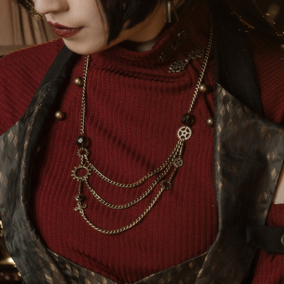 taobao agent Retro bronze metal accessory, sweater, necklace