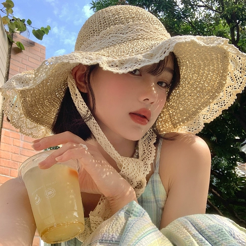 Летняя тонкая дышащая кружевная шапка, в корейском стиле, кружевное платье, защита от солнца