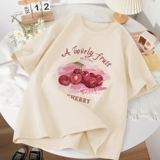 Летняя футболка с коротким рукавом, хлопковая милая летняя одежда, подходит для подростков, оверсайз, короткий рукав