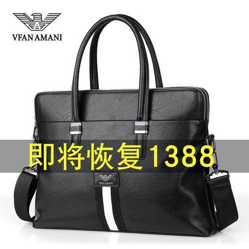 Armani, барсетка, кожаная сумка на одно плечо, ноутбук, из натуральной кожи, бизнес-версия