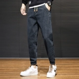 Демисезонные джинсы с начесом, зимние штаны, свободный прямой крой, коллекция 2023