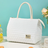 [Белый] Чисто -розовый мешок для ланча с алмазом -пеной