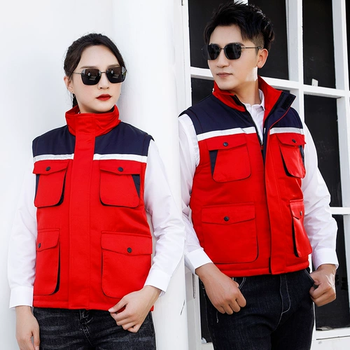 Зимний жилет для работы подходит для мужчин и женщин, увеличенная толщина, делается под заказ, с печатью вашего логотипа