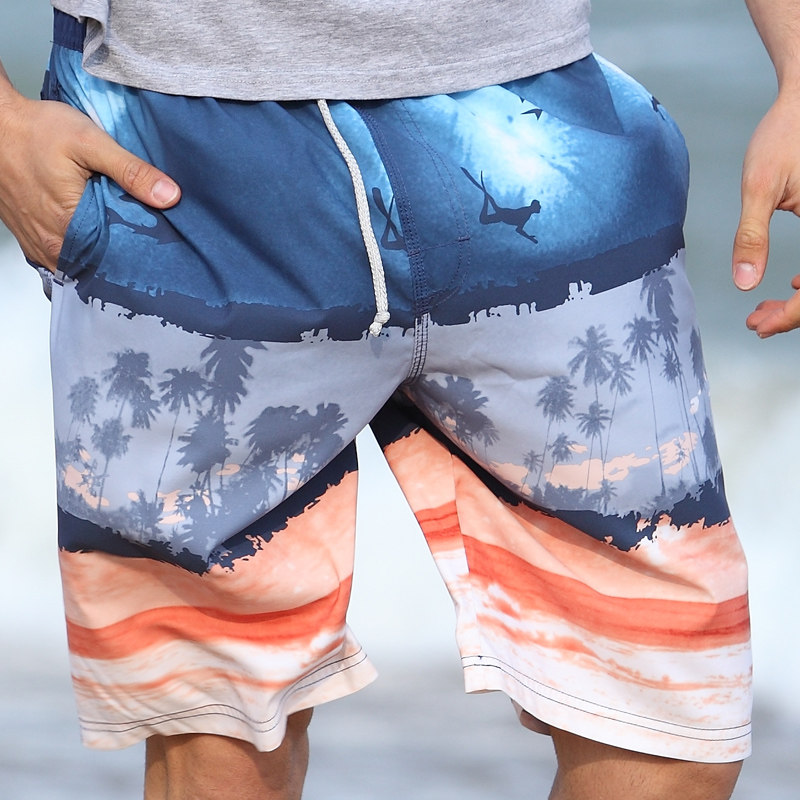 盖浪 沙滩裤男宽松大码速干 欧美潮海滩冲浪游泳休闲短裤 五分裤