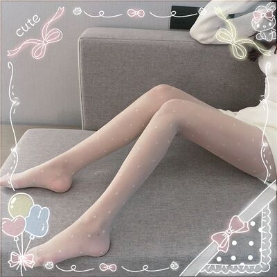 taobao agent Japanese Lolita Gothic style punk sub -cultural cross -border base base love stockings ins stock wave dot jk black stockings